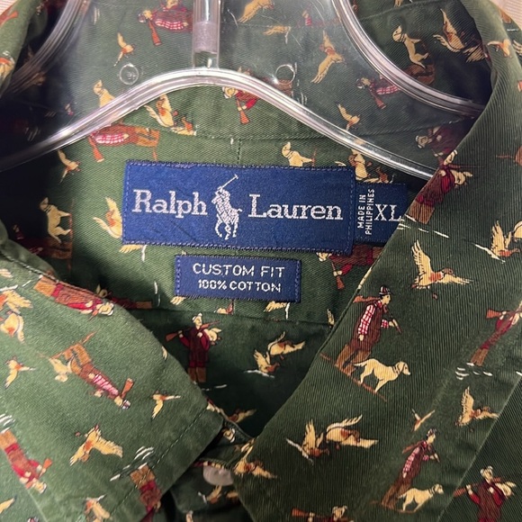 Ralph Lauren Duck Hunting Dog Print Long Sleeve Men's Shirt Custom Fit XL - Picture 7 of 8
